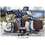 Aqua-Braun-Weiß-Hellgrün